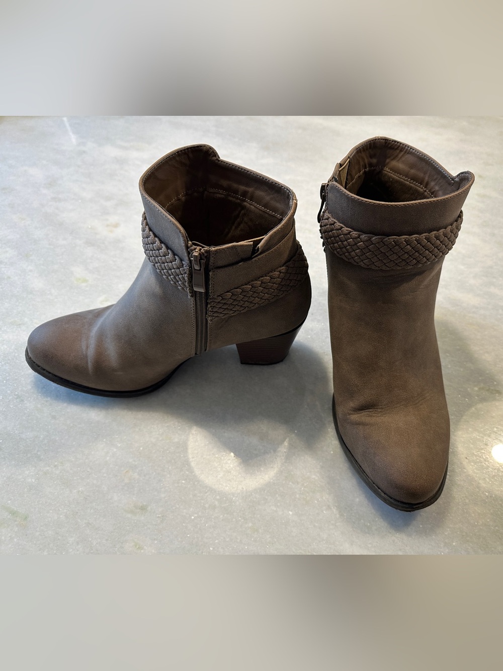 Torrid 11W - Taupe Braided Ankle Booties with Side Zip
